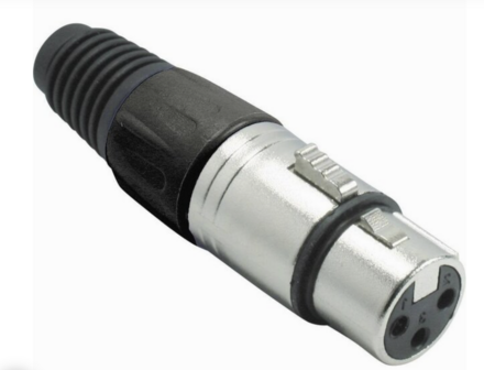 XLR 3-pins (v) connector met plastic trekontlasting - grijs/zwart