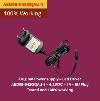 Original Power supply &ndash; Led Driver  AED09-042GQAU-1 &ndash; 4,2VDC &ndash; 1A &ndash; EU Plug Test