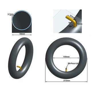 Binnenband 8.5x2 VC 90x90 &deg;