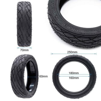 Tubeless buitenband 10x2.5-6.5 [Chaoyang] met zelf dichtende gel laag